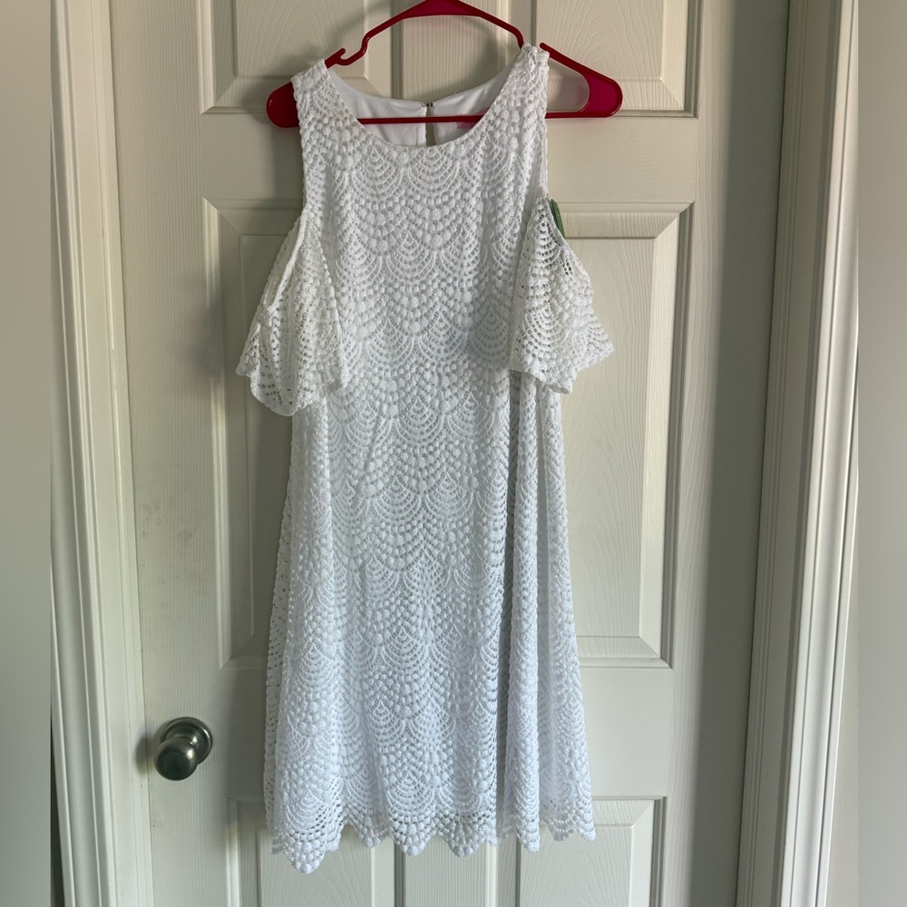 NWT Lilly Pulitzer White Lace Open Shoulder Dress